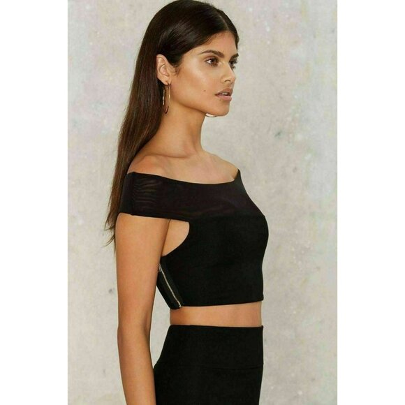 Nasty Gal Lux LA Mesh Cutout Off Shoulder Top M - Picture 7 of 13